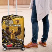 Personalized Hawks Football Mascot Luggage Cover Aboriginal Dot Art Style Vibrant Indigenous Pattern Design TS04