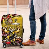Personalized Richmond Tigers Football Mascot Luggage Cover Aboriginal Dot Art Style Vibrant Indigenous Pattern Design TS04