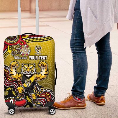 Personalized Richmond Tigers Football Mascot Luggage Cover Aboriginal Dot Art Style Vibrant Indigenous Pattern Design TS04