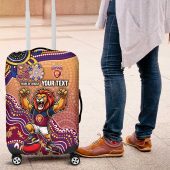 Personalized Brisbane Lions Football Mascot Luggage Cover Aboriginal Dot Art Style Vibrant Indigenous Pattern Design TS04