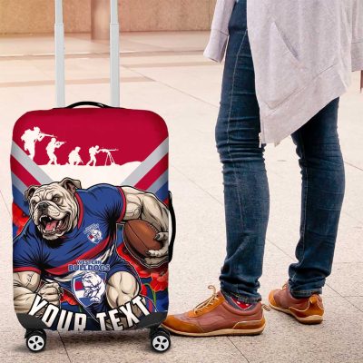 Personalised Western Bulldogs ANZAC Luggage Cover Military Remembrance Australian Football Mascot Camouflage TS04
