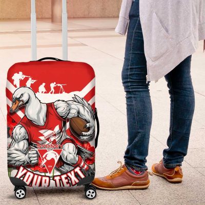 Personalised Sydney Swans ANZAC Luggage Cover Military Remembrance Australian Football Mascot Camouflage TS04