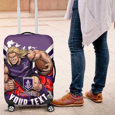 Personalised Fremantle Dockers ANZAC Luggage Cover Military Remembrance Australian Football Mascot Camouflage TS04