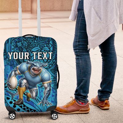 Personalised Cronulla-Sutherland Sharks Luggage Cover Polynesian Tribal Art Style With Hammerhead Mascot TS04