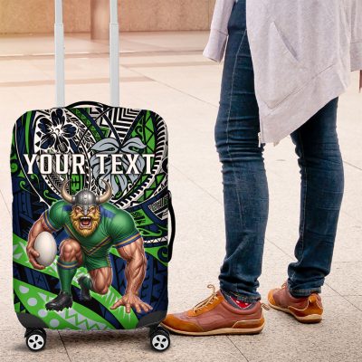 Personalised Canberra Raiders Luggage Cover Polynesian Tribal Art Style With Viking Raider Mascot TS04