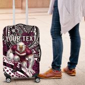 Personalised Manly Warringah Sea Eagles Luggage Cover Polynesian Tribal Art Style With Muscular Sea Eagle Mascot TS04