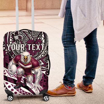 Personalised Manly Warringah Sea Eagles Luggage Cover Polynesian Tribal Art Style With Muscular Sea Eagle Mascot TS04