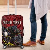 Personalised Penrith Panthers Luggage Cover Polynesian Tribal Art Style With Fierce Panther Mascot TS04