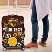 Personalized Hawthorn Hawks Luggage Cover Aboriginal Dot Painting Graffiti Style TS04