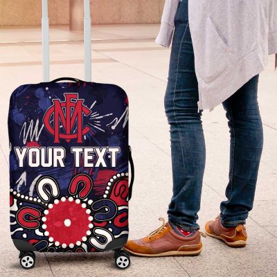 Personalized Melbourne Demons Luggage Cover Aboriginal Dot Painting Graffiti Style TS04