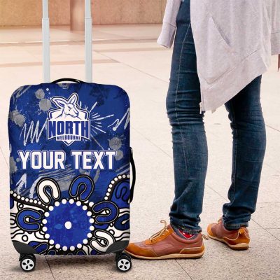 Personalized North Melbourne Kangaroos Luggage Cover Aboriginal Dot Painting Graffiti Style TS04