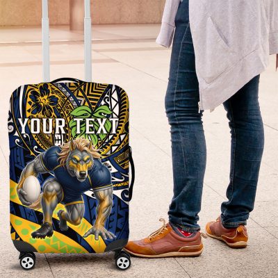 Personalised Parramatta Eels Luggage Cover Polynesian Tribal Art Style With Muscular Eel Mascot TS04