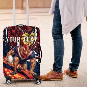 Personalised Sydney Roosters Luggage Cover Polynesian Tribal Art Style With Aggressive Rooster Mascot TS04