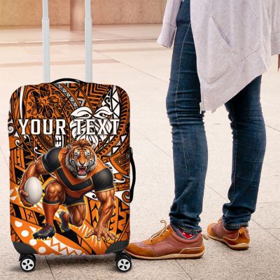 Personalised Wests Tigers Luggage Cover Polynesian Tribal Art Style With Powerful Tiger Mascot TS04