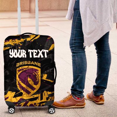 Personalized Brisbane Broncos Luggage Cover Graffiti Grunge Abstract Urban Street Style Design TS04