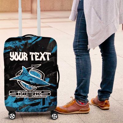 Personalized Cronulla Sutherland Sharks Luggage Cover Graffiti Grunge Abstract Urban Street Style Design TS04