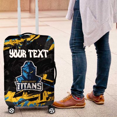 Personalized Gold Coast Titans Luggage Cover Graffiti Grunge Abstract Urban Street Style Design TS04
