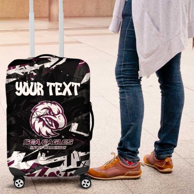 Personalized Manly Warringah Sea Eagles Luggage Cover Graffiti Grunge Abstract Urban Street Style Design TS04