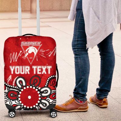 Personalized Sydney Swans Luggage Cover Aboriginal Dot Painting Graffiti Style TS04