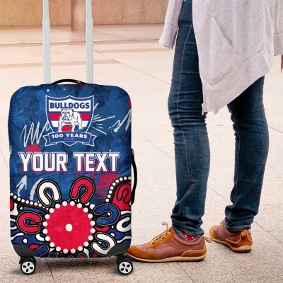 Personalized Western Bulldogs 100 Years Anniversary Luggage Cover Aboriginal Dot Painting Graffiti Style TS04
