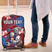 Personalised Newcastle Knights Luggage Cover Polynesian Tribal Pattern With Rugby Knight Mascot Art TS04