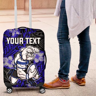 Personalised Canterbury-Bankstown Bulldogs Luggage Cover Polynesian Tribal Pattern With Rugby Bulldog Mascot Art TS04