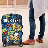 Personalised Gold Coast Titans Luggage Cover Polynesian Tribal Pattern With Rugby Titan Mascot Art TS04
