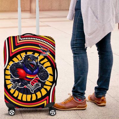 Adelaide Crows Luggage Cover Indigenous Monochrome Dot Art Mascot Style TS04