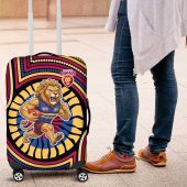 Brisbane Lions Luggage Cover Indigenous Monochrome Dot Art Mascot Style TS04