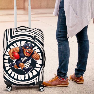 Carlton Football Club Luggage Cover Indigenous Monochrome Dot Art Mascot Style TS04