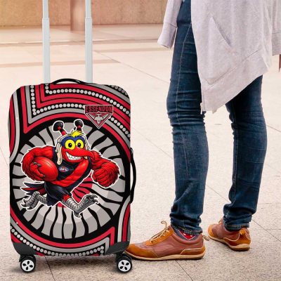 Essendon Football Club Luggage Cover Indigenous Monochrome Dot Art Mascot Style TS04