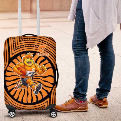 Greater Western Sydney Giants Luggage Cover Indigenous Monochrome Dot Art Mascot Style TS04