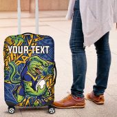 Personalised Parramatta Eels Luggage Cover Polynesian Tribal Pattern With Rugby Eel Mascot Art TS04