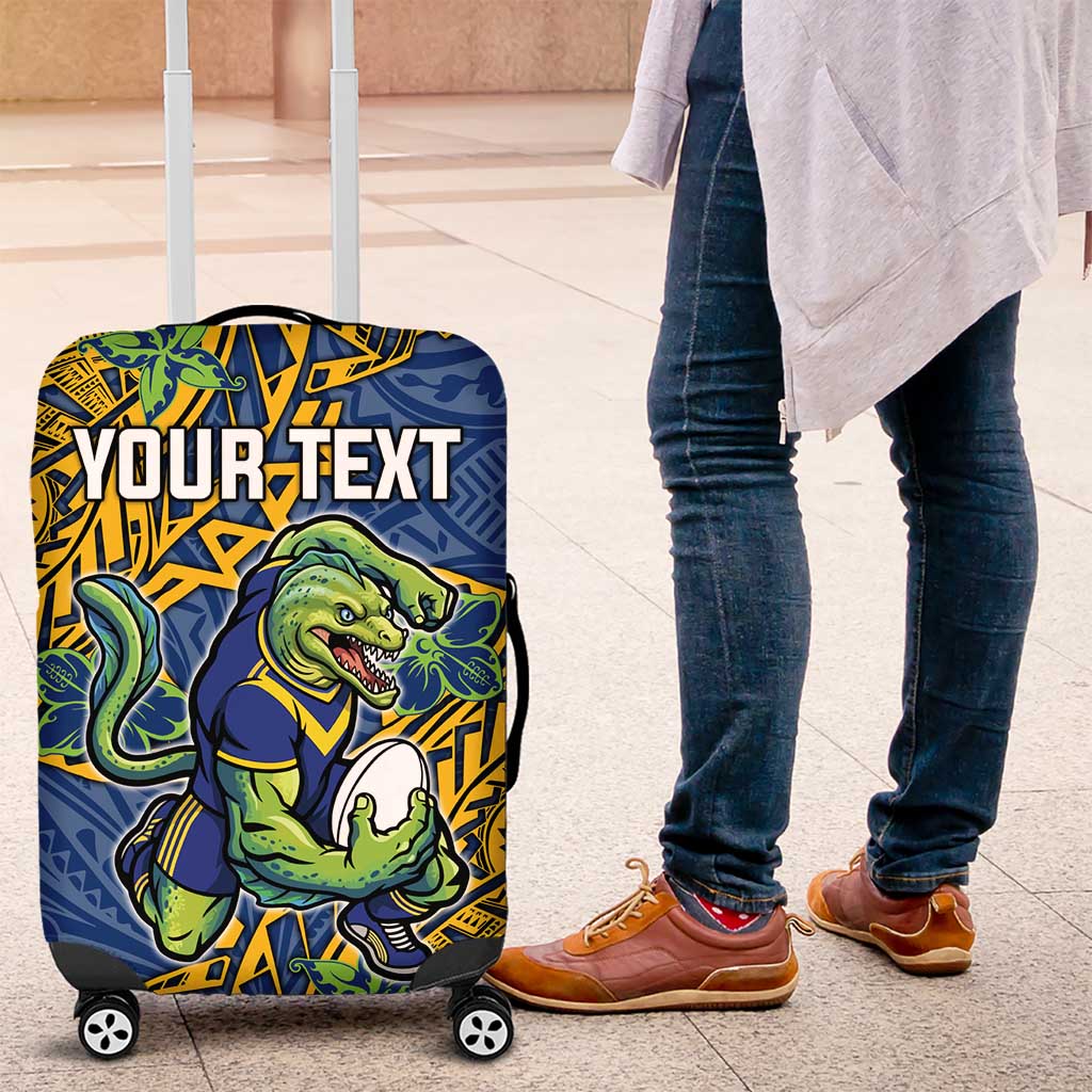 Personalised Parramatta Eels Luggage Cover Polynesian Tribal Pattern With Rugby Eel Mascot Art TS04 Personalised Parramatta Eels Luggage Cover Polynesian Tribal Pattern With Rugby Eel Mascot Art TS04
