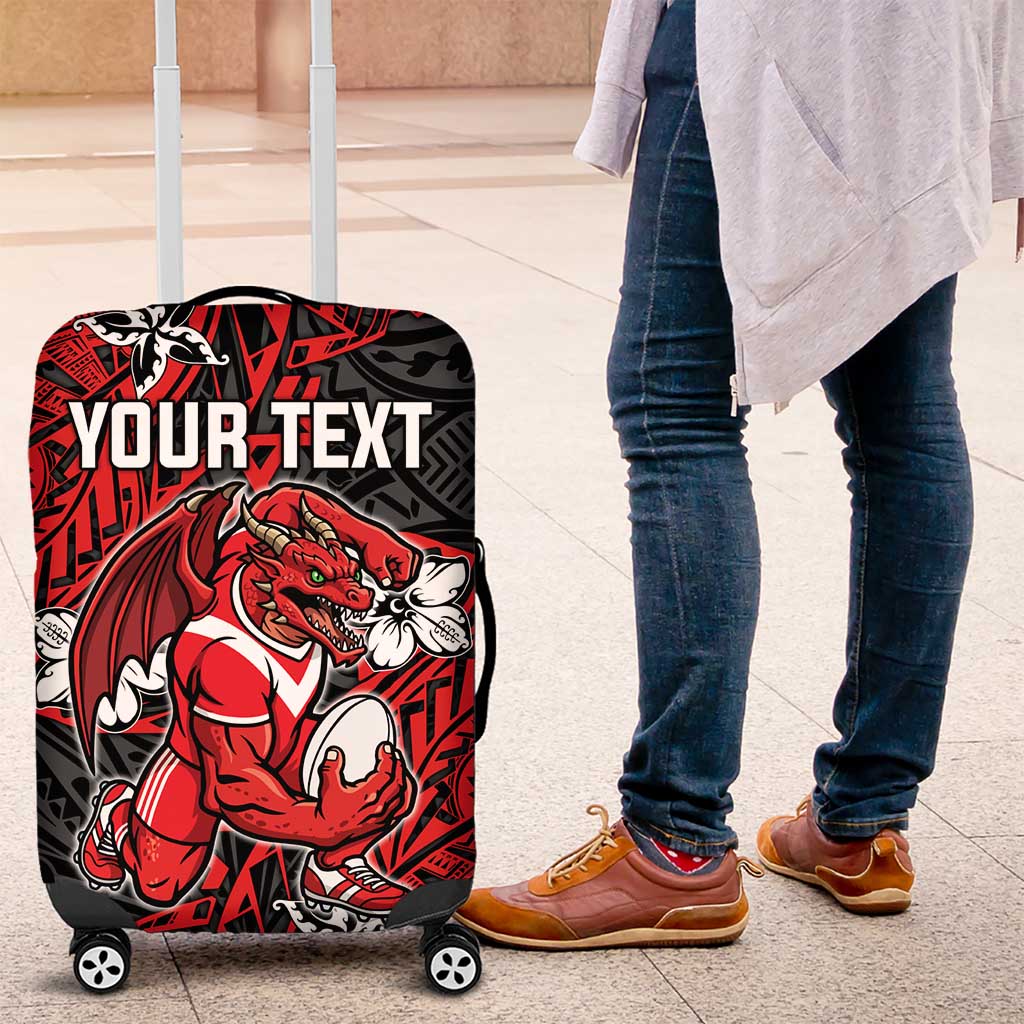 Personalised St. George Illawarra Dragons Luggage Cover Polynesian Tribal Pattern With Rugby Dragon Mascot Art TS04 Personalised St. George Illawarra Dragons Luggage Cover Polynesian Tribal Pattern With Rugby Dragon Mascot Art TS04