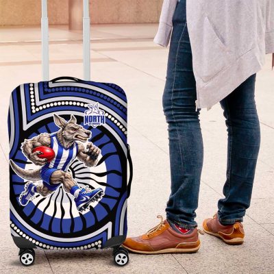 North Melbourne Kangaroos Luggage Cover Indigenous Monochrome Dot Art Mascot Style TS04
