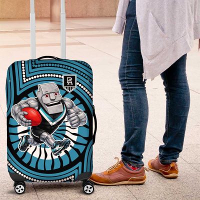 Port Adelaide Football Club Luggage Cover Indigenous Monochrome Dot Art Mascot Style TS04