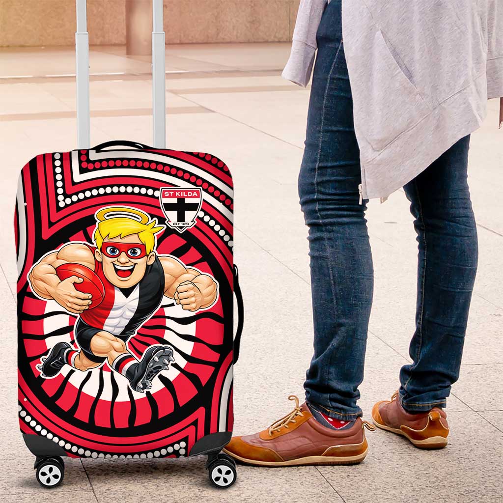 St Kilda Football Club Luggage Cover Indigenous Monochrome Dot Art Mascot Style TS04 St Kilda Football Club Luggage Cover Indigenous Monochrome Dot Art Mascot Style TS04