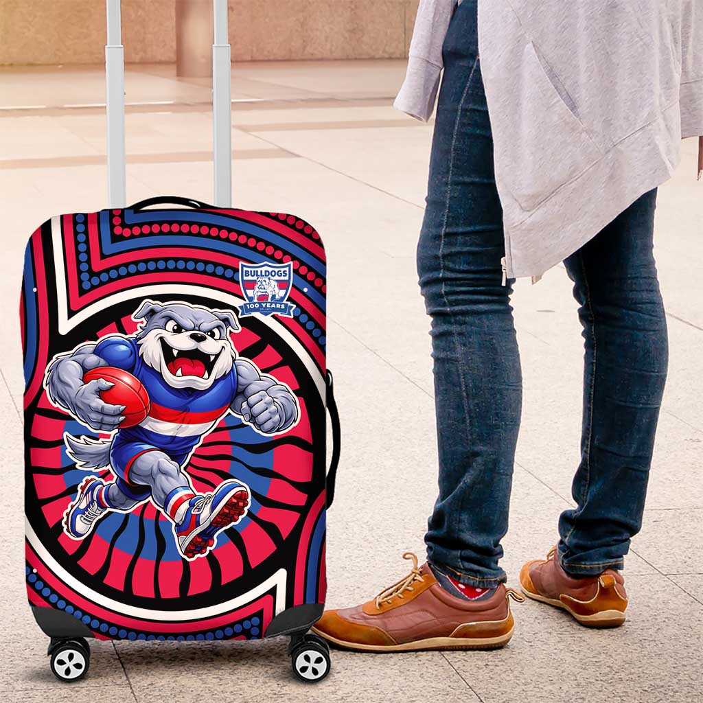 Western Bulldogs Luggage Cover Indigenous Monochrome Dot Art Mascot Style TS04 Western Bulldogs Luggage Cover Indigenous Monochrome Dot Art Mascot Style TS04
