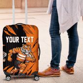 Personalized Wests Tigers Luggage Cover Dynamic Lightning Mascot Rugby Australia TS04