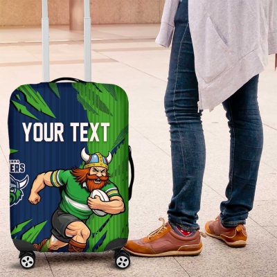 Personalized Canberra Raiders Luggage Cover Dynamic Lightning Mascot Rugby Australia TS04
