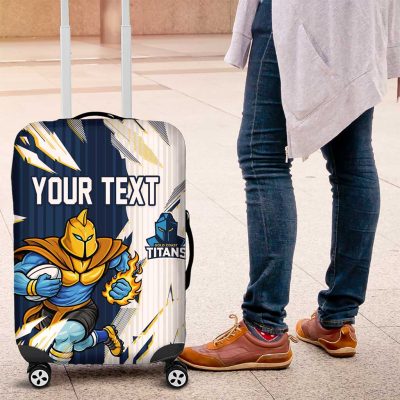 Personalized Gold Coast Titans Luggage Cover Dynamic Lightning Mascot Rugby Australia TS04