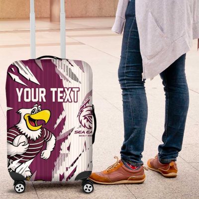 Personalized Manly Warringah Sea Eagles Luggage Cover Dynamic Lightning Mascot Rugby Australia TS04