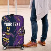 Personalized Melbourne Storm Luggage Cover Dynamic Lightning Mascot Rugby Australia TS04