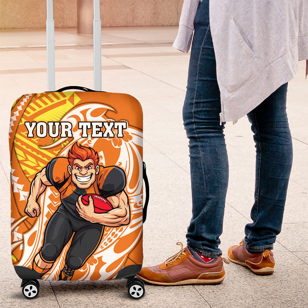 Personalized Greater Western Sydney Giants Luggage Cover Polynesian Tribal Giant Mascot With Hibiscus Floral Art TS04 Personalized Greater Western Sydney Giants Luggage Cover Polynesian Tribal Giant Mascot With Hibiscus Floral Art TS04