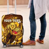 Personalized Hawthorn Hawks Luggage Cover Polynesian Tribal Hawk Mascot With Hibiscus Flower Art TS04