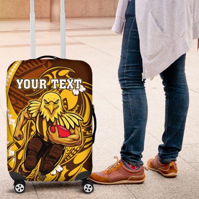 Personalized Hawthorn Hawks Luggage Cover Polynesian Tribal Hawk Mascot With Hibiscus Flower Art TS04