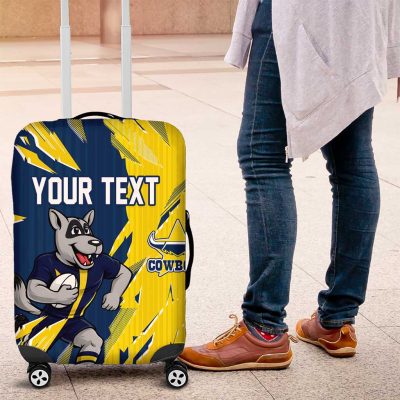Personalized North Queensland Cowboys Luggage Cover Dynamic Lightning Mascot Rugby Australia TS04