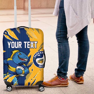 Personalized Parramatta Eels Luggage Cover Dynamic Lightning Mascot Rugby Australia TS04
