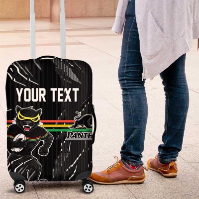 Personalized Penrith Panthers Luggage Cover Dynamic Lightning Mascot Rugby Australia TS04